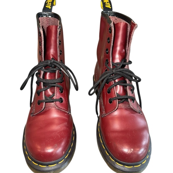Dr. Martens Air Wair 1460 Smooth Leather Lace Up Boots Cherry Red Grunge Sz 7 - Picture 9 of 16